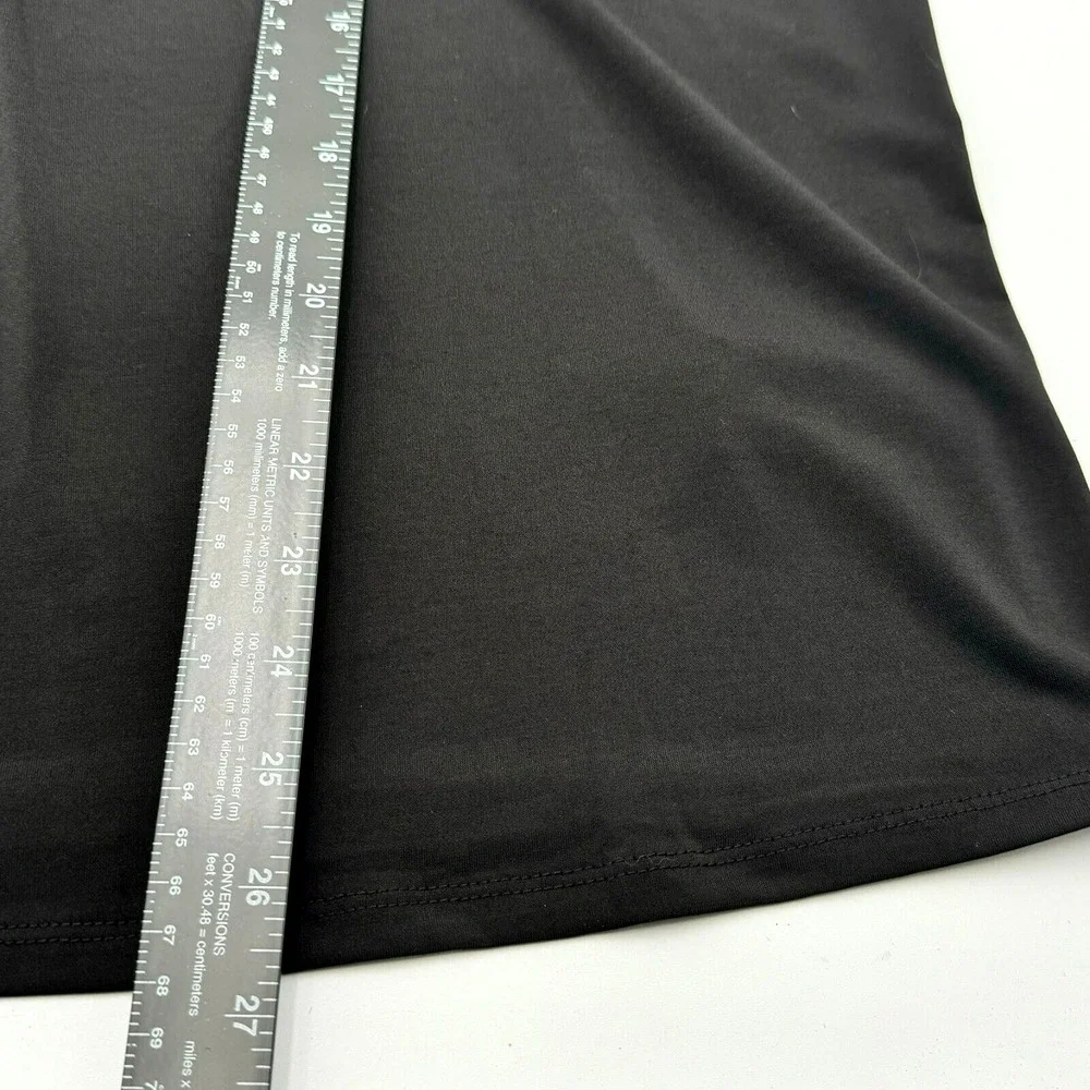 CARMEN MARC VALVO NWT XL Black Short Sleeve Tunic Top Gold Buttons Chest Pockets - Picture 6 of 7